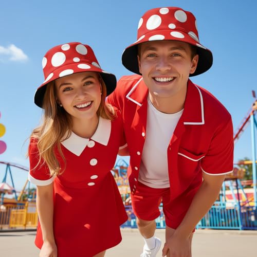 Bucket Hat Funny Duck Fisherman Hat Travel Beach Sun Hat Outdoor Cap for Men Women Adults - color: Mushroom Dots