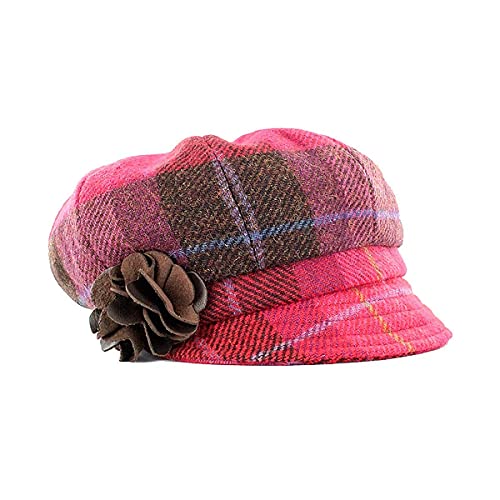 Newsboy Hat for Women's Cap 8 Panel Wool Made in Ireland - color: Red Plaid
