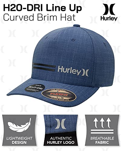 Hurley Mens Breathable Stretch Quick-Dry Fitted Curved Bill Baseball Cap - color: Blue, size: Large-X-Large