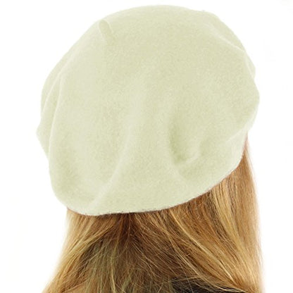 Classic Winter 100% Wool Warm French Art Basque Beret Tam Beanie Hat Cap - color: Ivory