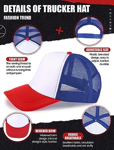 Tarpop 10 Pcs Sublimation Blank Trucker Hats Bulk - color: Red Blue White