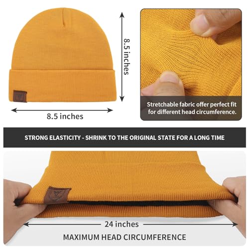 OZERO Mens Winter Hat, Fleece Lined Cuffed Beanie for Men and Women - color: Maize Yellow