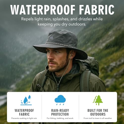 TOP-EX XL/XXL Waterproof UPF 50+ Bucket Hat Mens Womens Wide Brim Sun Hat Outdoor Hiking Fishing - color: 96557_light Grey, size: Large