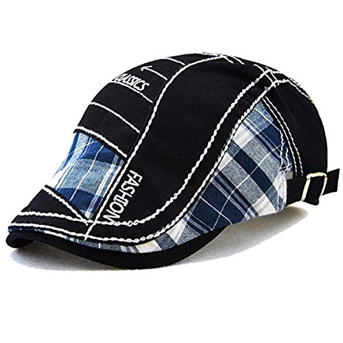 M MOACC Men Beret Hat Cotton Adjustable Newsboy Hats Cabbie Gatsby Cap Driving Flat Caps - color: Hat-t3-black