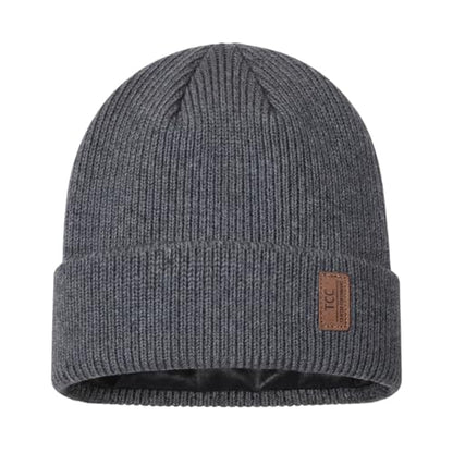 Beanie Fleece Lined Soft for Men Women | Winter Hats Warm Double Layered Stylish Knited Cuffed Plain Beanie Skull Cap | - color: A02- Grey