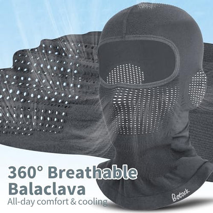 2 Pack Breathable Balaclava Ski Mask, Motorcy Helmet Liner Men Women - color: Black+Grey