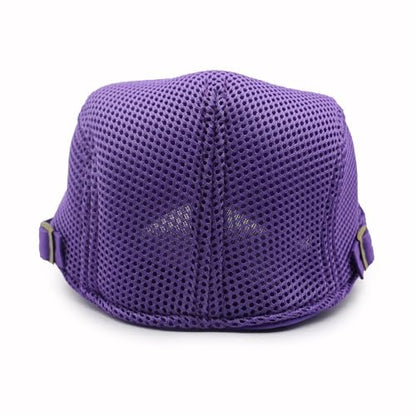 Lifup Unisex Mesh Newsboy Hat Breathable Summer Flat Cap - color: Purple