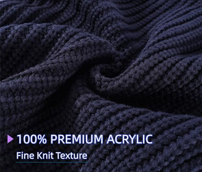Connectyle Knit Hooded Scarf Hat Pullover Balaclava Beanie Skull Cap with Drawstring Neck Gaiter Hood Winter Hats for Women - color: Navy Blue