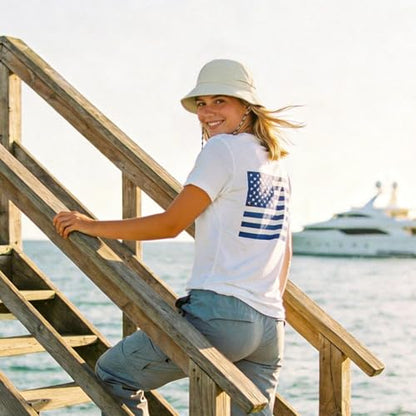 VOBOOM Women Lightweight Unstructured Bucket Sun Hat - color: White