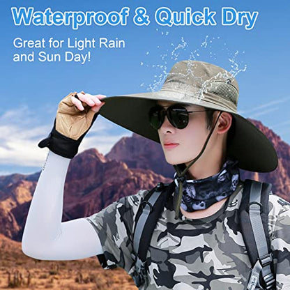 HUAMULAN Men Women 6" Wide Brim Sun Protection Hat Summer Fishing Hats - color: A3-armygreen