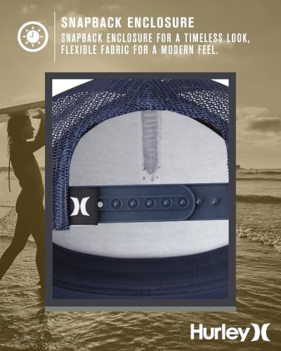 Hurley Mens Lightweight Poly Mesh Back Curved Bill Cap Trucker Hat - color: Navy Obsidian