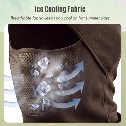 Face Balaclava Neck Cover Cooling Ice Silk Ski Mask - color: Army Green