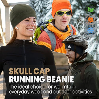 Skull Cap for Men Women Unidirectional Moisture Absorption & Sweat Wicking Quick-Dry Running Hat Beanie, Thermal Helmet Liner - color: Green