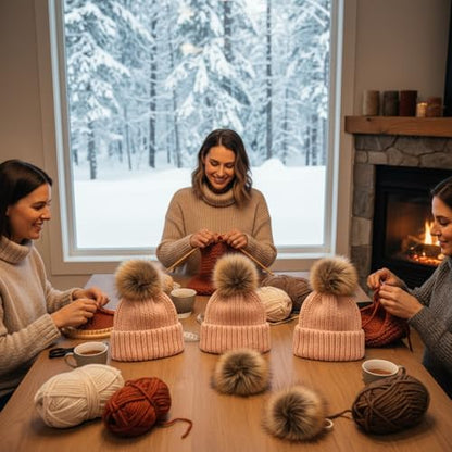 Tatuo 16 Pcs Faux Fur Pom Poms for Hats, Natural - color: Natural