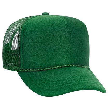 Ashen Fane Kids' Polyester Foam Front 5 Panel High Crown Mesh Back Trucker Hat - color: Kelly