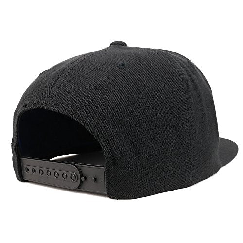 Trendy Apparel Shop Number 14 White Thread Embroidered Flat Bill Snapback Baseball Cap - color: Black
