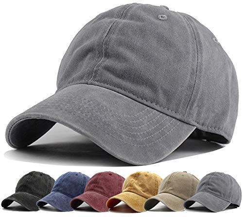 HH HOFNEN Baseball Cap Washed Cotton Unstructured Vintage Hat for Men Women - color: #1 Gray