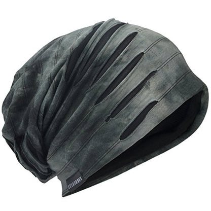 Mens Slouch Hollow Beanie Summer Skullcap B090 - color: Grey