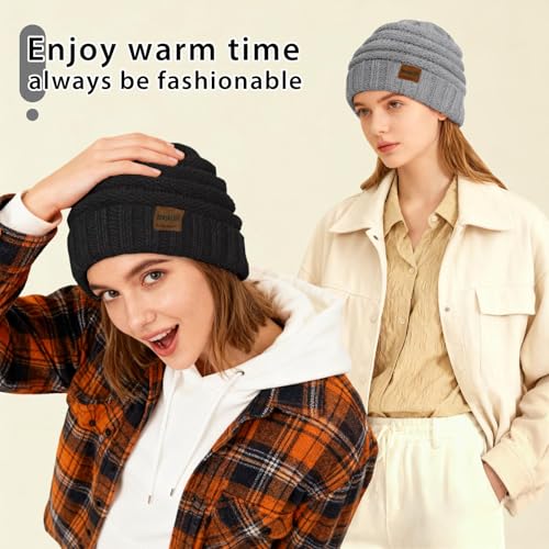ZOORON Womens Winter Hat Slouchy Beanies for Women Cable Knit Beanie Hats - color: 1pack- Light Gray