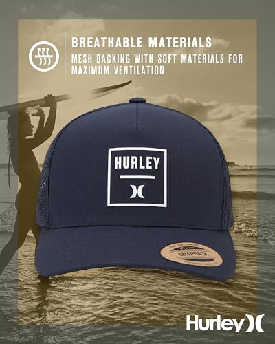 Hurley Mens Trucker Hat Fairway Mesh Trucker Hat, Quick Dry Snapback - color: Navy