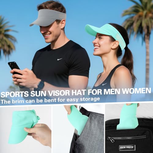 HH HOFNEN Sports Sun Visor Unisex Cooling Cap Lightweight Stretchy Packable - color: #1 Aqua