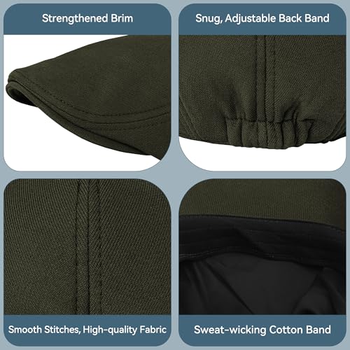 KUJUHA Men's Newsboy Cap Cotton Flat Ivy Gatsby Newsboy Hat Driving Hat Irish Cabbie Hunting Caps Winter Hat - color: Ba_green, size: Medium