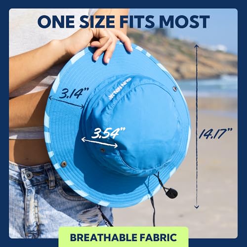 SUN NINJA Bucket Hat for Men and Women, Wide Brim UPF 50+ Protection - color: Zebra Blue