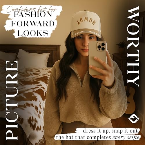 Funky Junque Women's 2 Tone Trucker Hats - color: Howdy (Upside Down) - Khaki/Beige