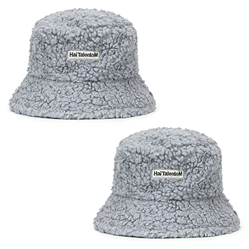 Magik Women Fashion Winter Bucket Hat Vintage Cloche Hats Wool Warmer Fisherman Cap - color: Gray