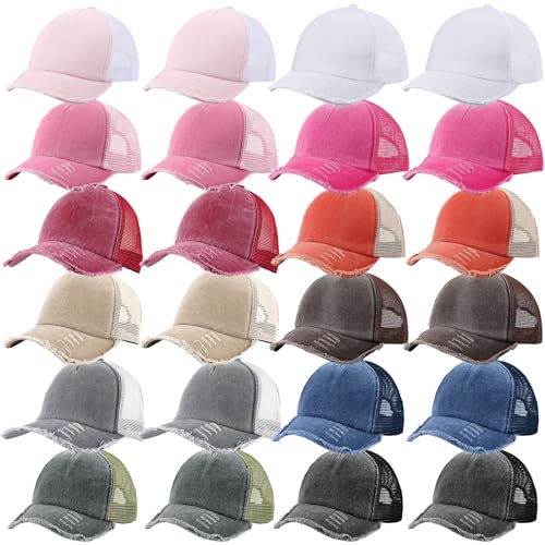 Suhine 24 Pcs Blank Trucker Hat Bulk,Unisex Baseball Cap - color: Fresh Color