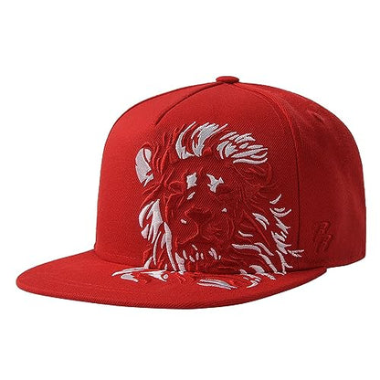 RIOREX Hip hop caps Fashion Animal Embroidery Baseball Cap for Men Adjustable Leather Belt Strapback Baseball Cap - color: Red