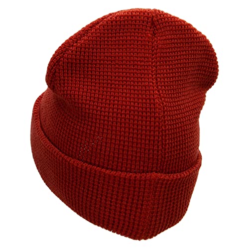 Waffle Knit Cuff Beanie - color: Rust