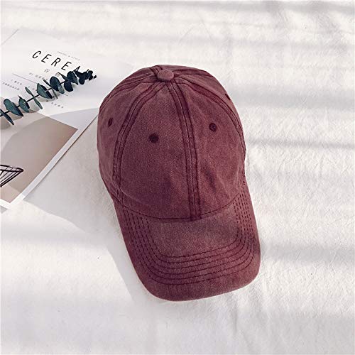 HH HOFNEN Baseball Cap Washed Cotton Unstructured Vintage Hat for Men Women - color: #1 Burgundy