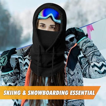 Fivali Winter Balaclava Ski Mask: 2 Pack Fleece Hood Hat Warm Face Cover - color: Black and Pink