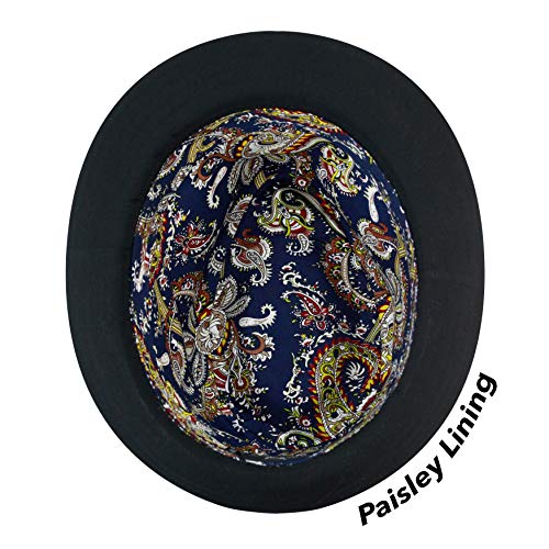 The Hat Depot Premium Paisley Lining Unisex Fedora Hat - color: 1. Premium - Black, size: Small-Medium