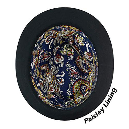 The Hat Depot Premium Paisley Lining Unisex Fedora Hat - color: 1. Premium - Black, size: Small-Medium
