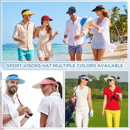 Jiuguva 10/36 Pack Sun Visor for Women Wide Brim Golf Clip on Visor Hat Adjustable Beach Cap for Men Women Travel Sport