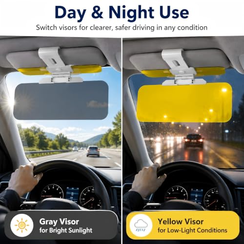 Car Sun Visor Extender, Adjustable Clip-On Glare Shield for Day & Night
