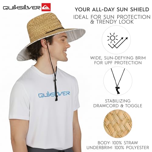 Quiksilver Men's Wide Brim Outdoor Lifeguard Straw Sun Hat - color: Twill, size: Large-X-Large