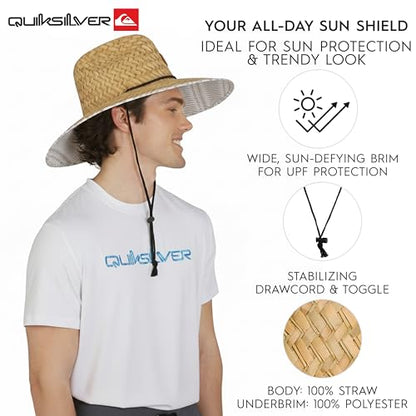 Quiksilver Men's Wide Brim Outdoor Lifeguard Straw Sun Hat - color: Twill, size: Large-X-Large