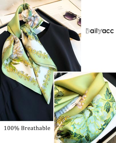 Dailyacc Hair Bandanas Scarf For Women Lightweight Fashion Neck Silk Satin Head Scarves For Sleeping Handbags Scarf - color: 26-fruit Green/27.5*27.5in