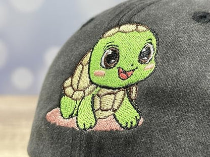 Adjustable Embroidery Animal Baseball Hat for Kid Toddler Child - color: Turtle (Washed Black)