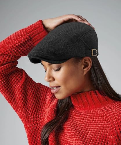 DIYDECAL Mens Flat Cap Newsboy Cap Adjustable Ivy Driving Scally Hat for Men Women - color: Black