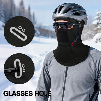 Balaclava Ski Mask for Men Women Velvet-Lined Full Head Cover Neck Gaiter - color: Ylr1-black+blacknavy