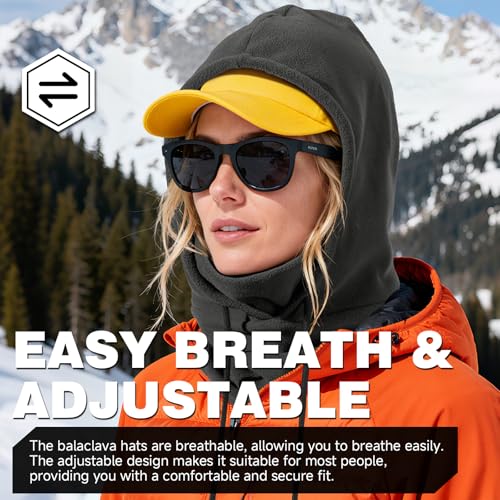 Winter Balaclava Ski Face Mask: Men Women Warm Windproof Face Cover Hat - color: Black & Grey-2 Packs