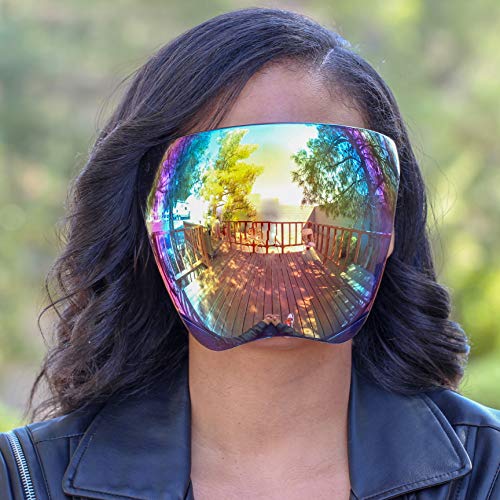 FLAWLESS EYEWEAR Futuristic Protective Face Shield Full Cover Mirrored Visor Sunglasses for Men Women (Orange Mirror)