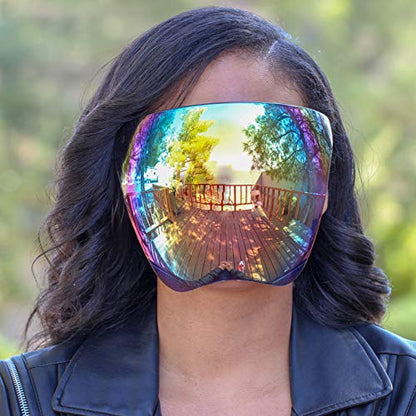 FLAWLESS EYEWEAR Futuristic Protective Face Shield Full Cover Mirrored Visor Sunglasses for Men Women (Orange Mirror)