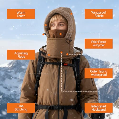 Balaclava Fleece Ski Mask, Windproof Face Cover for Men and Women - color: Black