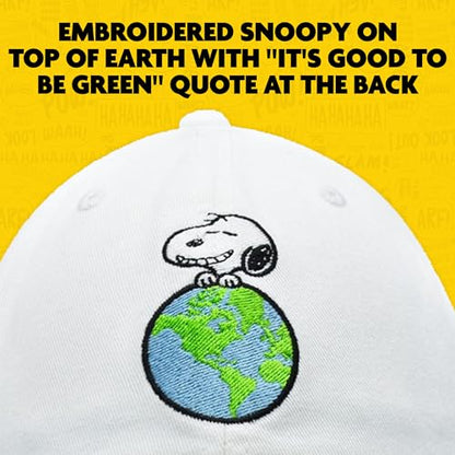 Concept One Unisex Adult Peanuts Snoopy Dad Hat, Adult Cotton Adjustable Baseball Cap with Curved Brim - color: White