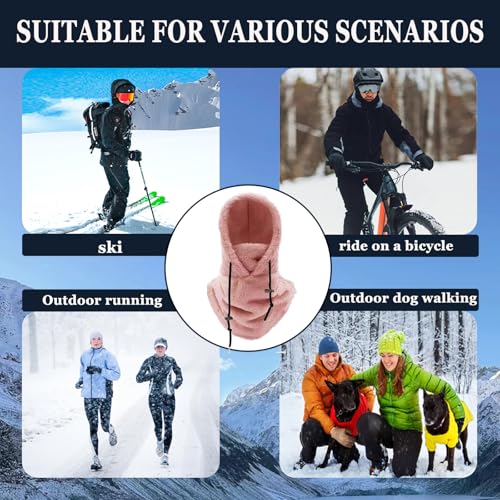 Winter Ski Mask Balaclava, Windproof Face Mask Warm Neck Cover - color: Pink